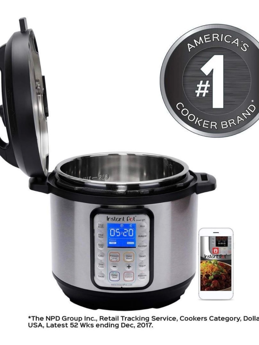 Instant Pot Stainless Steel Multi-Use Pressure Cooker - Silver